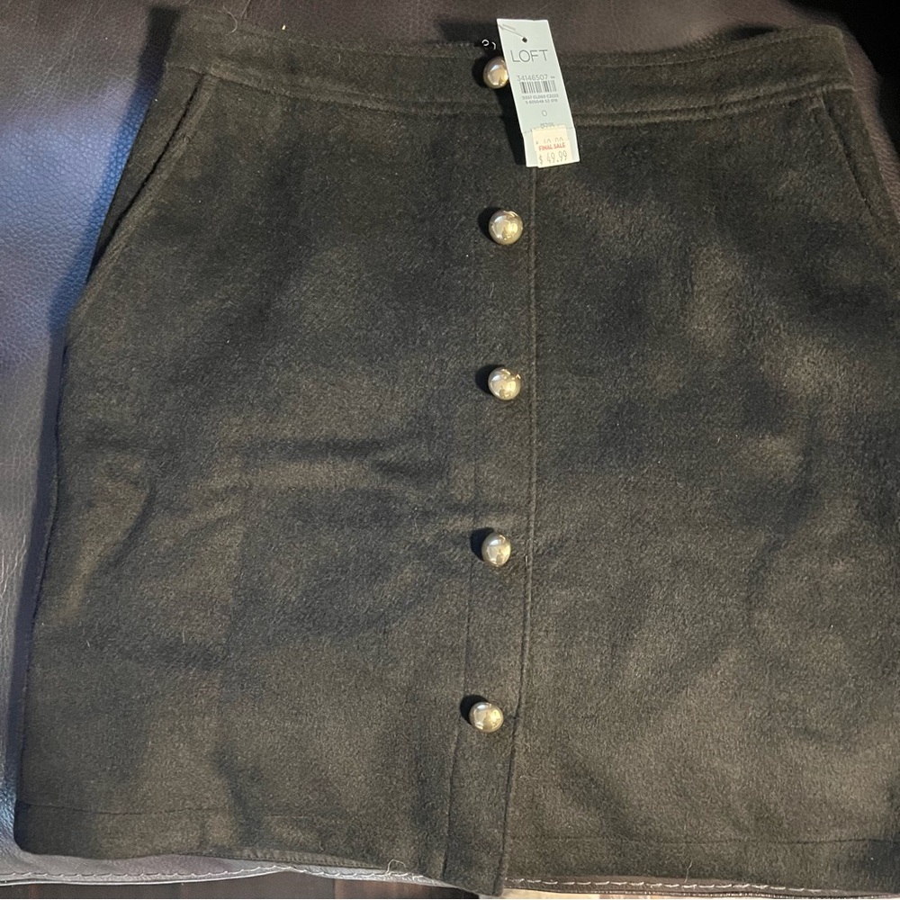 LOFT Charcoal Skirt with Metallic Accents